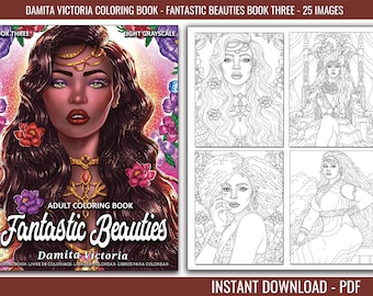 Adult Coloring Book Fantastic Beauties Book 3 | Women Coloring Book for Adults With Beautiful Portrait Coloring Pages for Adults Relaxation