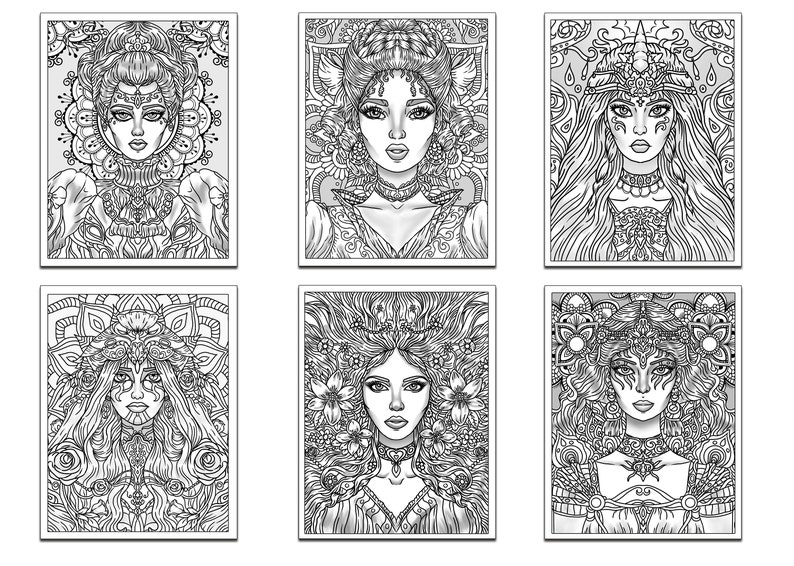 Download Coloring Book for Adults Relaxation Beautiful Women | Etsy