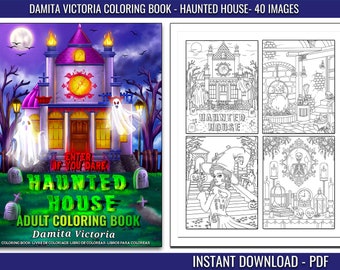 Haunted House Coloring Book | Horror Digital Coloring Page | Adult Coloring | Printable Coloring | Coloring Therapy | Relaxing  Activity