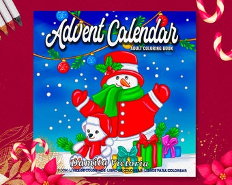 Advent Calendar Coloring Book |Digital Coloring Pages | Adult Coloring | Coloring Page Therapy | Christmas Coloring Book | Relaxing Activity