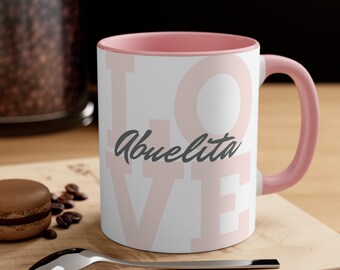 LOVE Mug Abuelita Accent, 11 oz, Mug Abuelita, cadeaux de fête des mères pour Abuelita, cadeaux Abuelita, anniversaire Abuelita, tasses Abuelita