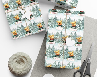 Winnie the Pooh Merry Christmas Wrapping Paper,  Winnie the Pooh Wrapping Paper,  Baby Pooh Wrapping Paper for Christmas, Baby Pooh