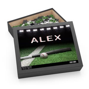 Personalized Baseball Puzzle (120 Pieces),  Dark Baseball Background, Baseball Puzzle, Baseball Lovers, Baseball Birthday Gifts