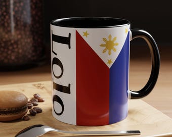 Lolo Mugs, Lolo Flag Accent Mugs, Lolo and Flag Mug, Lolo Gifts, Lolo Birthday Gift, Filipino Gifts