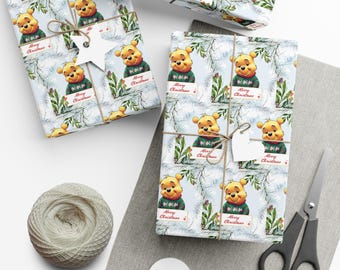 Winnie the Pooh Christmas Wrapping Paper,  Winnie the Pooh Wrapping Paper,  Baby Pooh Wrapping Paper for Christmas, Baby Pooh