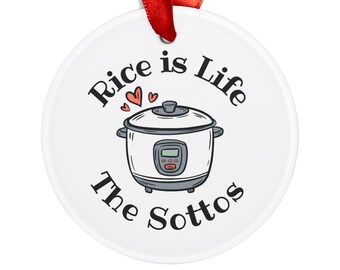 Personalized Rice is Life Acrylic Ornament with Ribbon (Double-sided), Kid Friendly Ornaments, Personalized Rice is Life Ornament