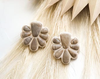 Faux Tortoise Oversized Stud Earrings, Bold Southwestern Statement Jewelry, Large Lightweight Women’s Accessories