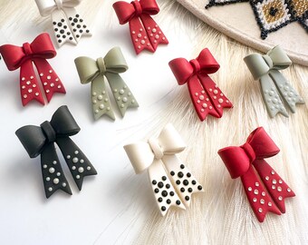 Oversized Bow Studs: Handmade Polymer Clay Earrings