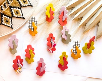 Polymer Clay Earrings + Mixed flower linkies + Handmade