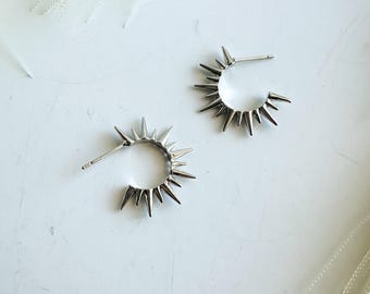 Silver Minimalist Metal Starburst Studs for everyday elegance