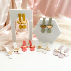 Polymer Clay Long Drop Earrings: Geometric Design