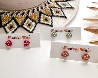 Pendientes de hongo de arcilla polimérica: hechos a mano