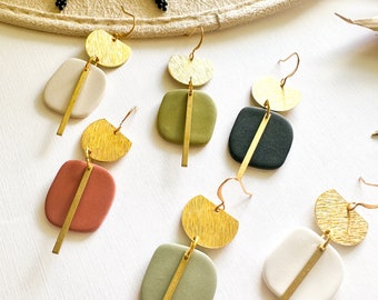 Square Dangle Earrings Polymer Clay Lightweight Geometric Statement Modern Minimalist Gift for Her
