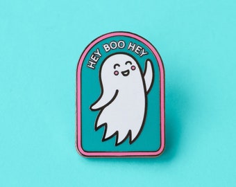 boo ghost enamel pin hey