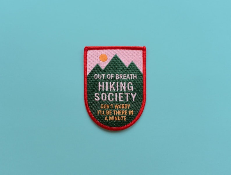 Hiking Embroidered Patch The Out of Breath Hiking Society image 1
