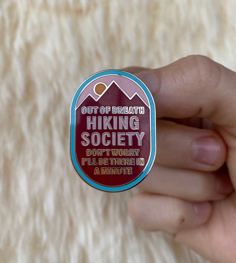 Hiking Enamel Pin The Out of Breath Hiking Society Nature gift image 4