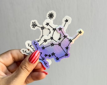 Sticker constellation de la Vierge, sticker pour ordinateur portable, sticker bouteille d&#39;eau, sticker constellation, signe du zodiaque, sticker zodiaque, petit cadeau