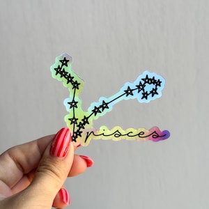 Pisces Constellation Stickers – Zodiac Sign Laptop Decal, Water Bottle Sticker, Astrology Gift for Water Signs