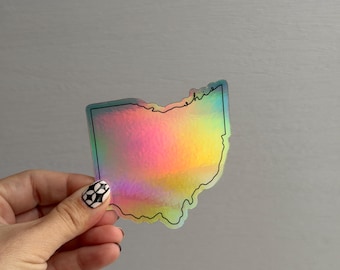 Ohio Holographic State Outline Sticker - Waterproof Vinyl Decal for Laptop, Water Bottle, Planner & More