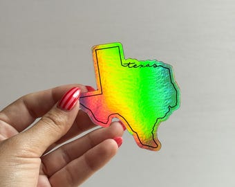 Texas Holographic State Outline Sticker - Waterproof Vinyl Decal for Laptop, Water Bottle, Planner & More