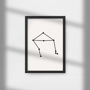 Impression numérique Balance, téléchargement numérique, art minimaliste, impression d&#39;art numérique, signe du zodiaque Balance, art mural Balance, impression numérique zodiaque,