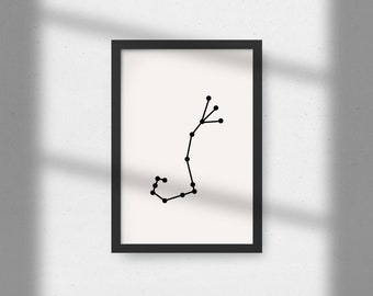 Scorpio Digital Print, Digital Download, Minimalist Art, Digital Art Print, Scorpio Zodiac Sign, Scorpio Wall Art, Zodiac Wall Art