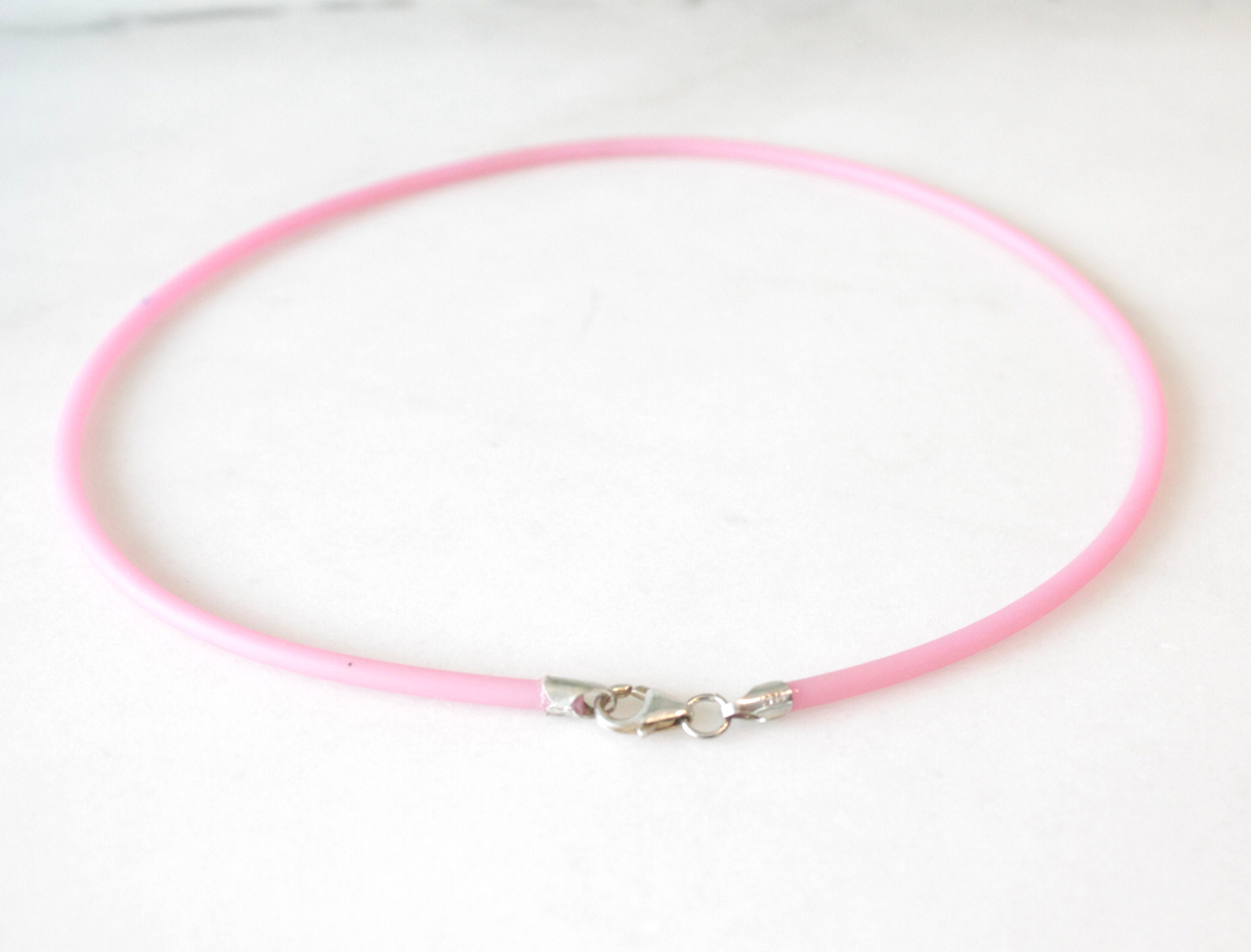 Pink 3mm rubber necklace Etsy