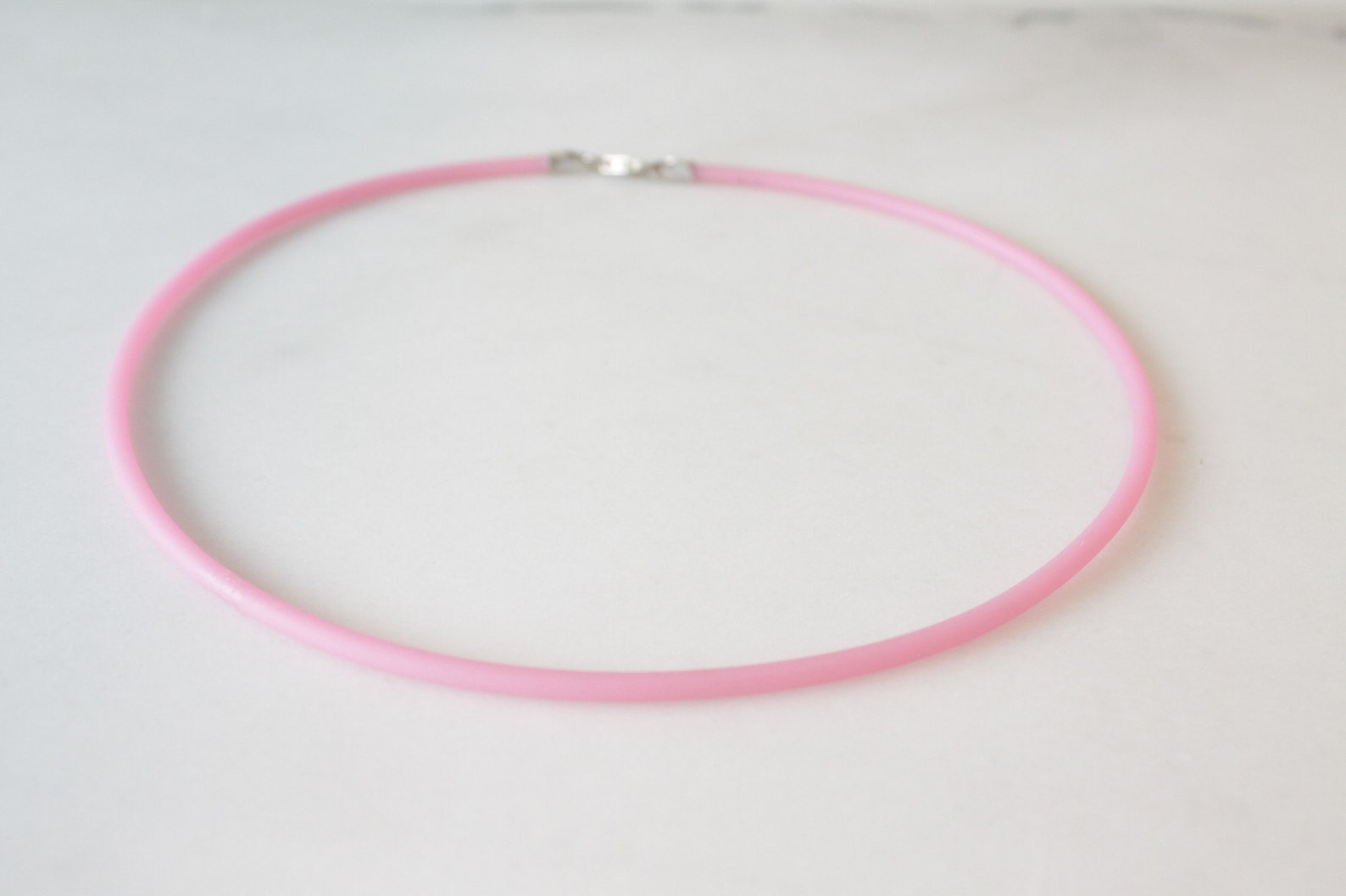 Pink 3mm rubber necklace Etsy