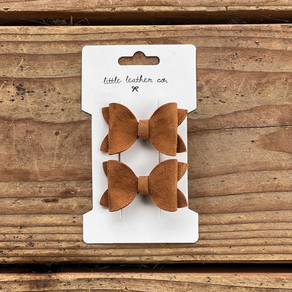 The Mini Bow - Genuine Leather Hair Bows - Leather Hair Clips