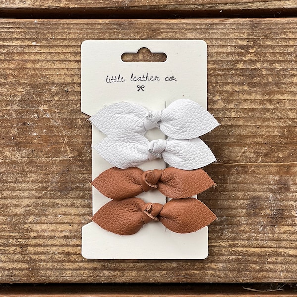 Holly Knot - Leather Hair Clips - Kids Hair Bows