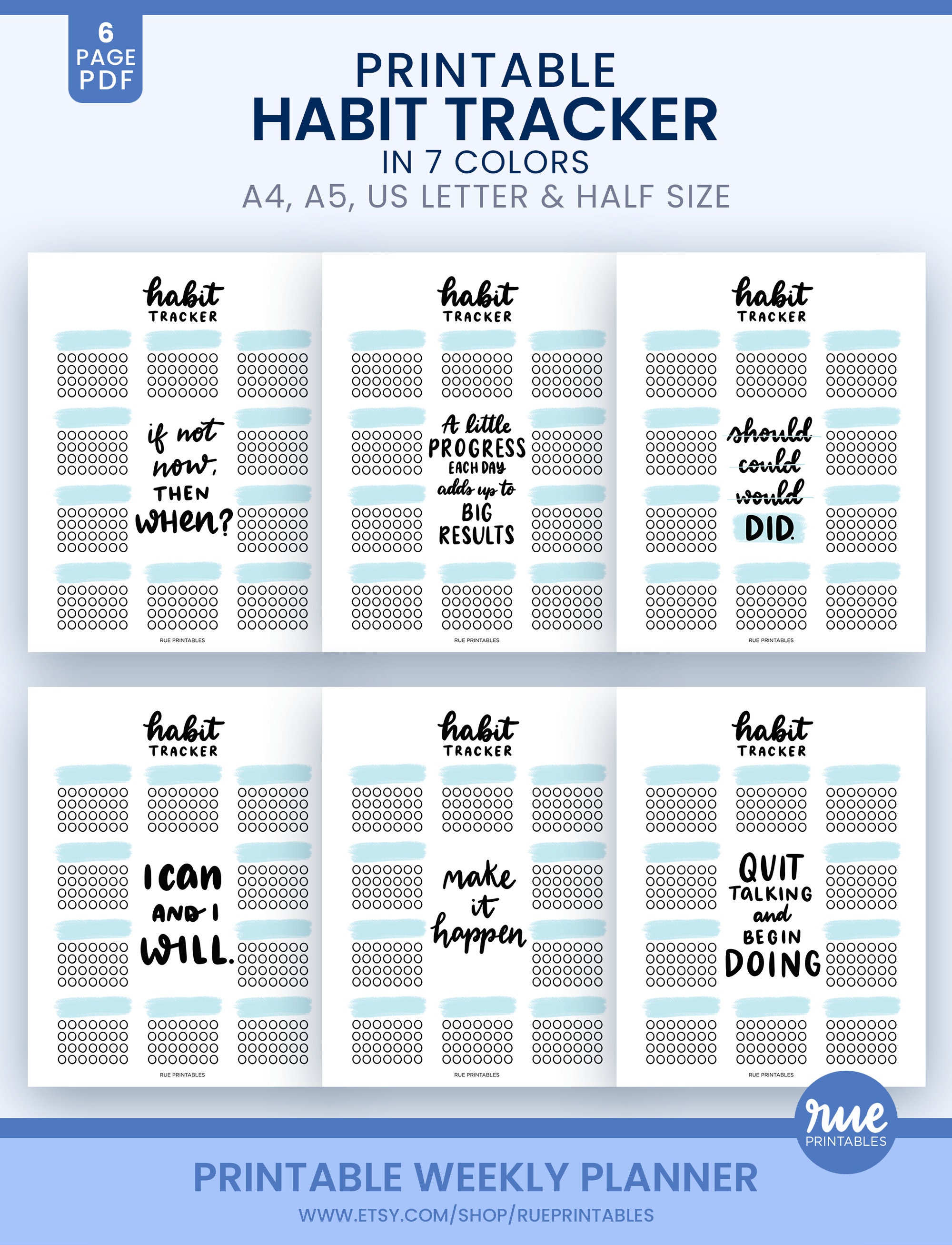Printable Bullet Journal Style Motivational Quote Habit | Etsy