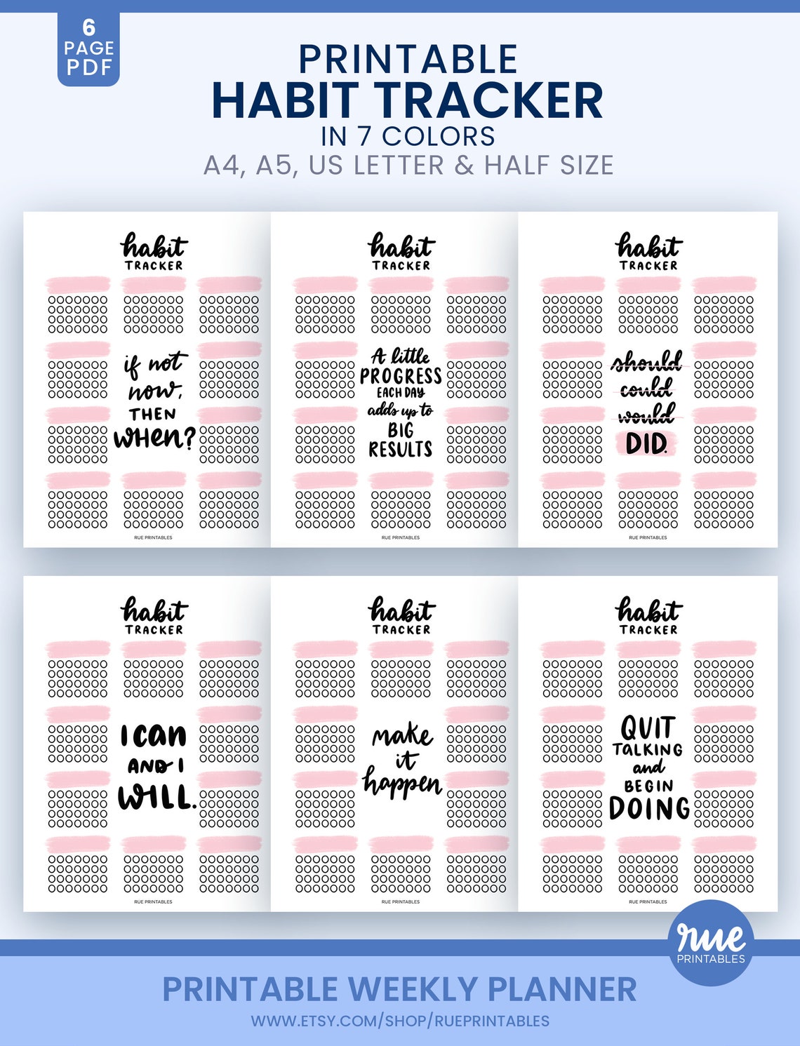 Printable Bullet Journal Style Motivational Quote Habit - Etsy