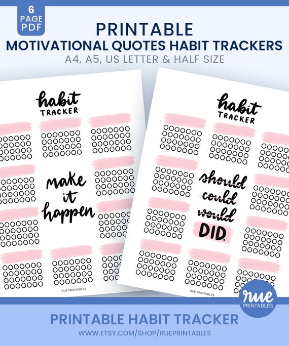 Printable Bullet Journal Style Motivational Quote Habit | Etsy