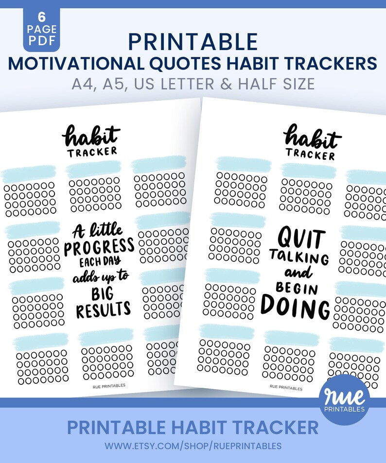 Printable Bullet Journal Style Motivational Quote Habit - Etsy