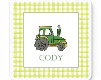 Personalized Tractor Bag Tag, Laminated Backpack Tag for Boys, Farm School Name Tag, Custom Kids Luggage Tag, Preschool Backpack Tag
