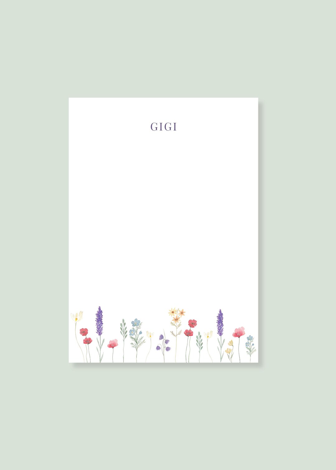 Personalized Floral Notepad, Custom Name Notepad, Wildflower Stationery ...