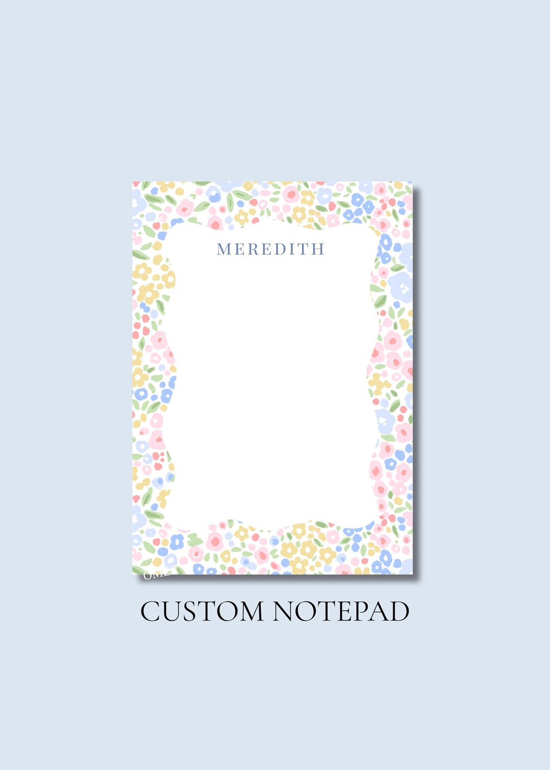 Personalized Floral Notepad, Custom Name Notepad, Spring Stationery Pad ...