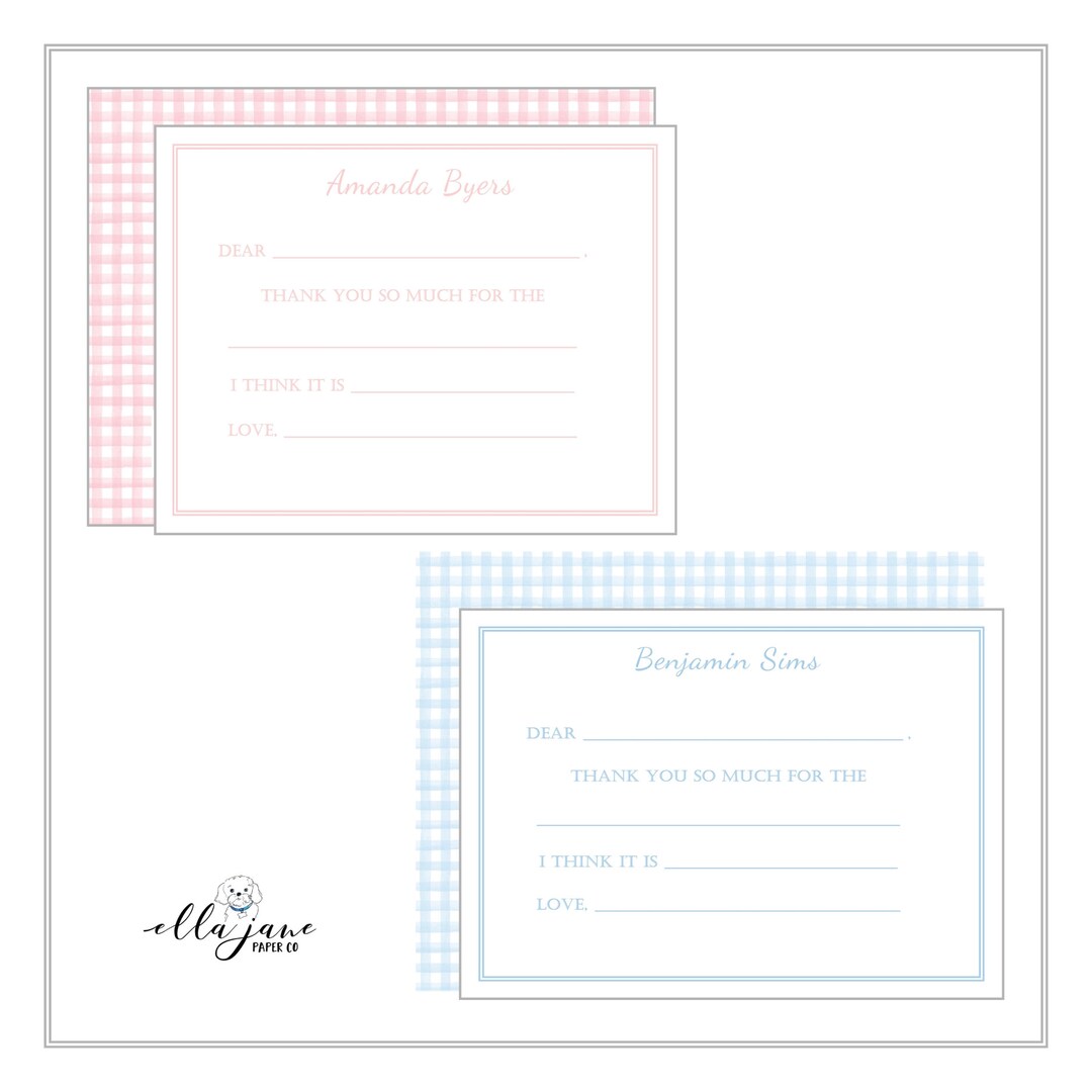Fill in the Blank Thank You Notes Personalized Thank You Notes Thank