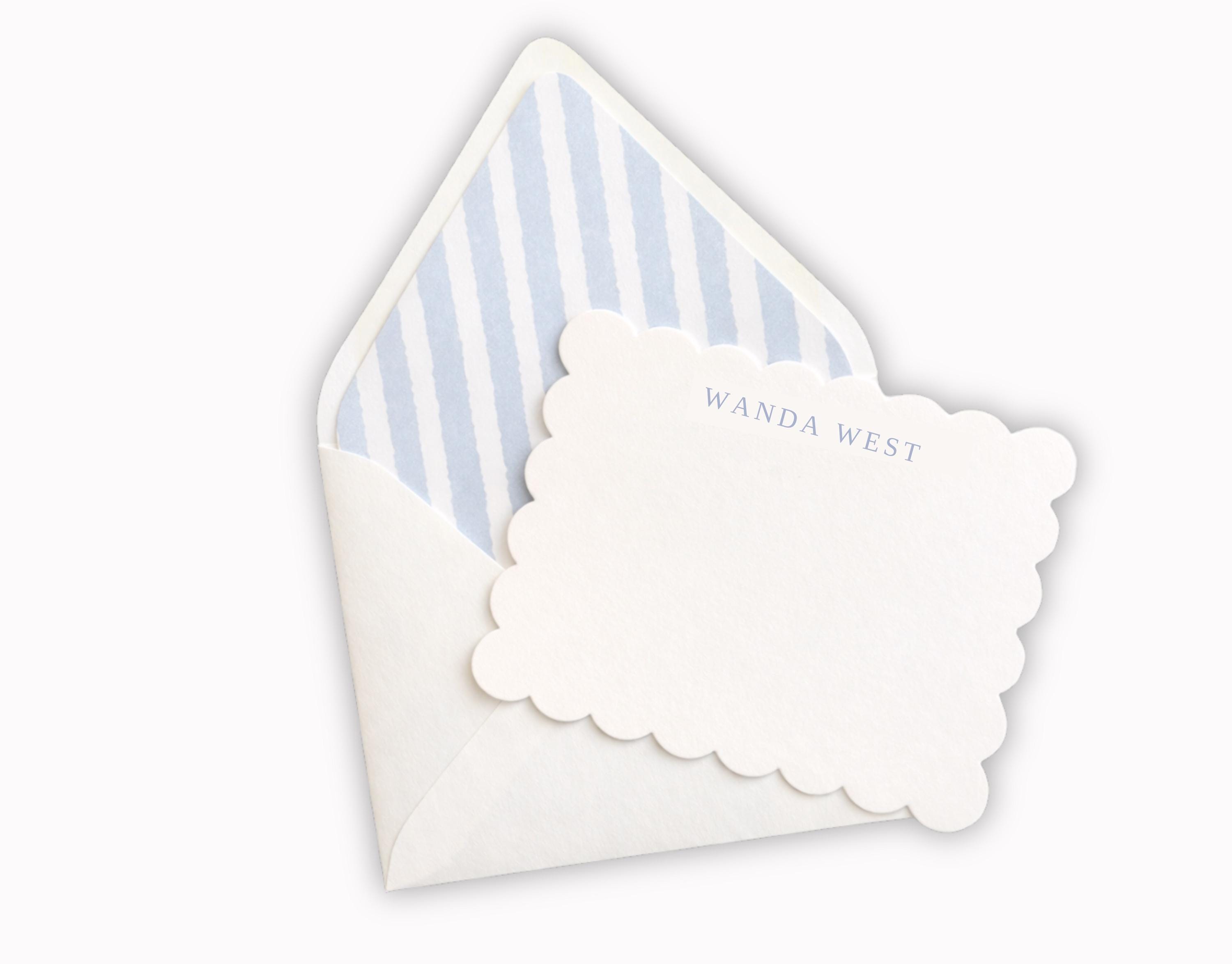 Personalized Scallop Flat Card Set With Envelope Liners | Custom Name ...