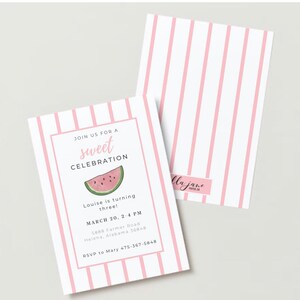 Watermelon birthday Party invitation | Birthday party  invitation  | Birthday party   | summer birthday | Girl birthday