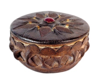 Leder gewickelt Runde Box, Schmuck-Box, Lagerung Trinket Box, Geburtstagsgeschenk, Geschenk für Frauen