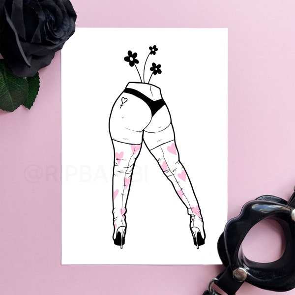 WATER ME |  Erotic Line Art Boots BDSM Fetish Tattoo Illustration Print