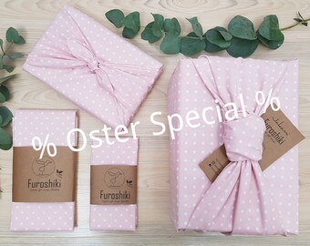 Old pinkcrane gift wrapping made of fabric Made in Germany Furoshiki