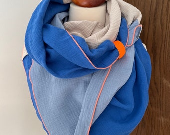 XXL children | Women's Muslin Cloth Neon Orange | Organic cotton (royal blue|light blue|beige)