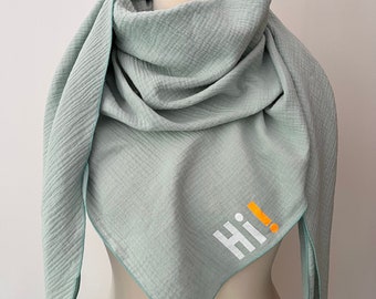XXL children | Ladies triangular scarf muslin | Organic Cotton (Mint | Neon Orange)