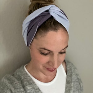 Muslin hair band, your own color combination, to tie yourself Flieder Hellflieder