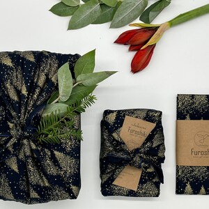 Furoshiki Blue Gold Gift packaging made of fabric Made in Germany image 3