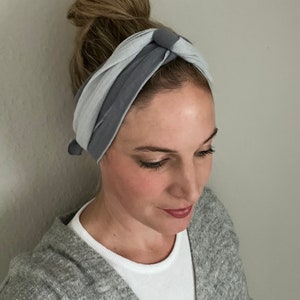 Muslin hair band, your own color combination, to tie yourself Grau Dunkelgrau
