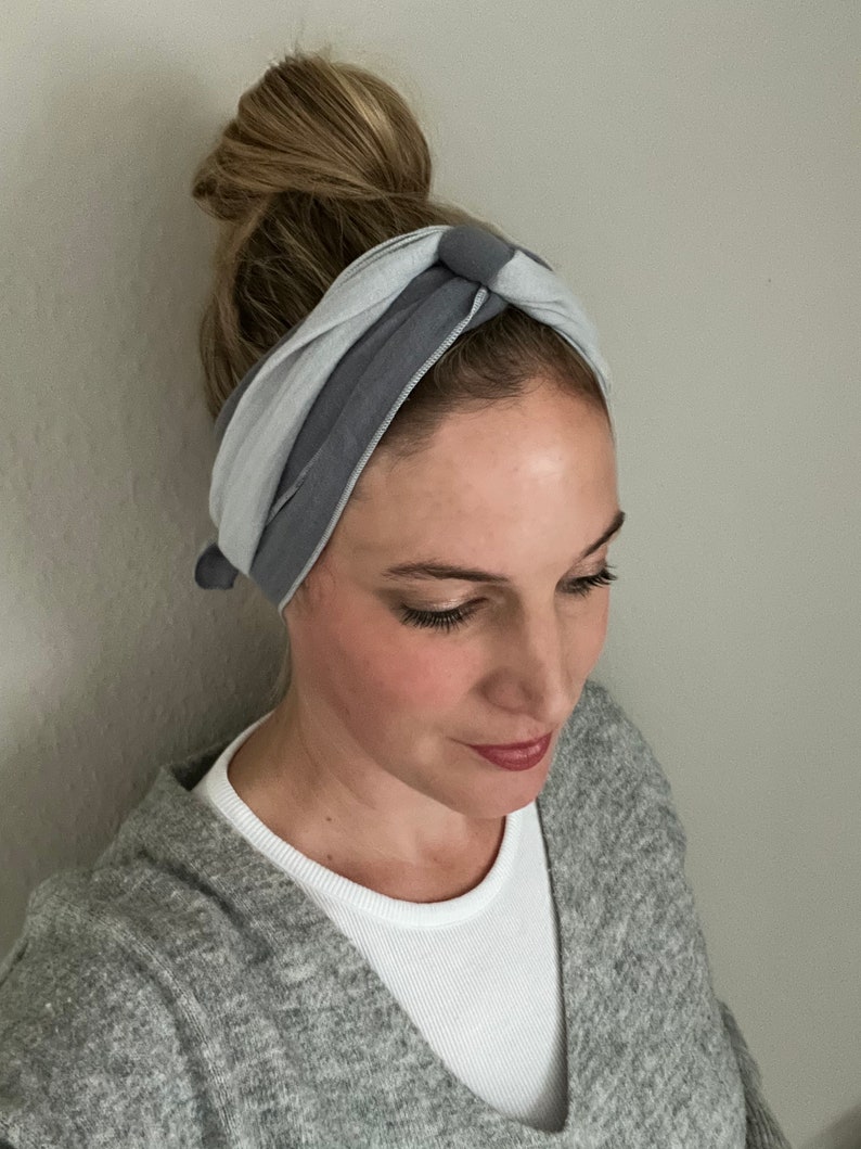 Muslin hair band, your own color combination, to tie yourself Grau Dunkelgrau