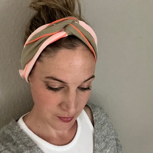 Muslin hair band, your own color combination, to tie yourself PistazieApricot neon